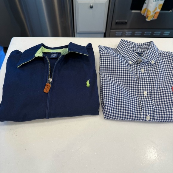 Ralph Lauren Boys Zip Up Blue Jacket & Blue Check Shirt Sz 6, 2 Pcs Set - Picture 16 of 16